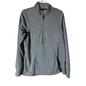 Zelos Womens 1X Gray 1/4 Zip Fleece Pullover Long‎ Sleeve Casual Top Jacket